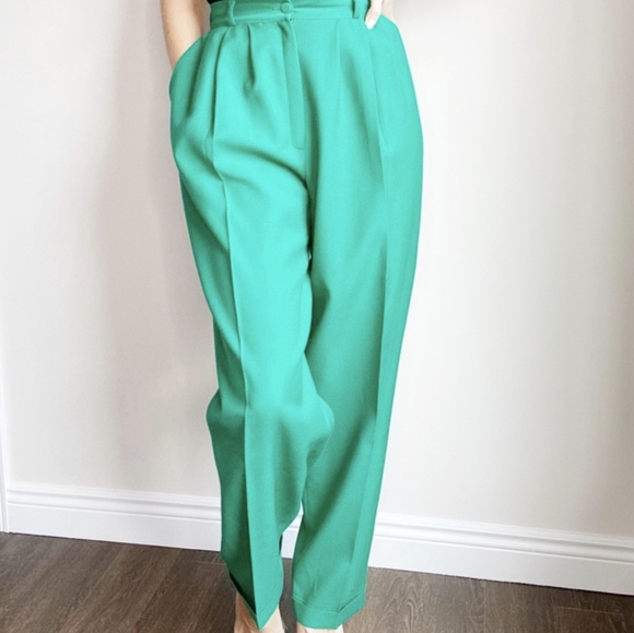 VINTAGE MR.JAX Pure Virgin Wool Green Trousers - Picture 6 of 6